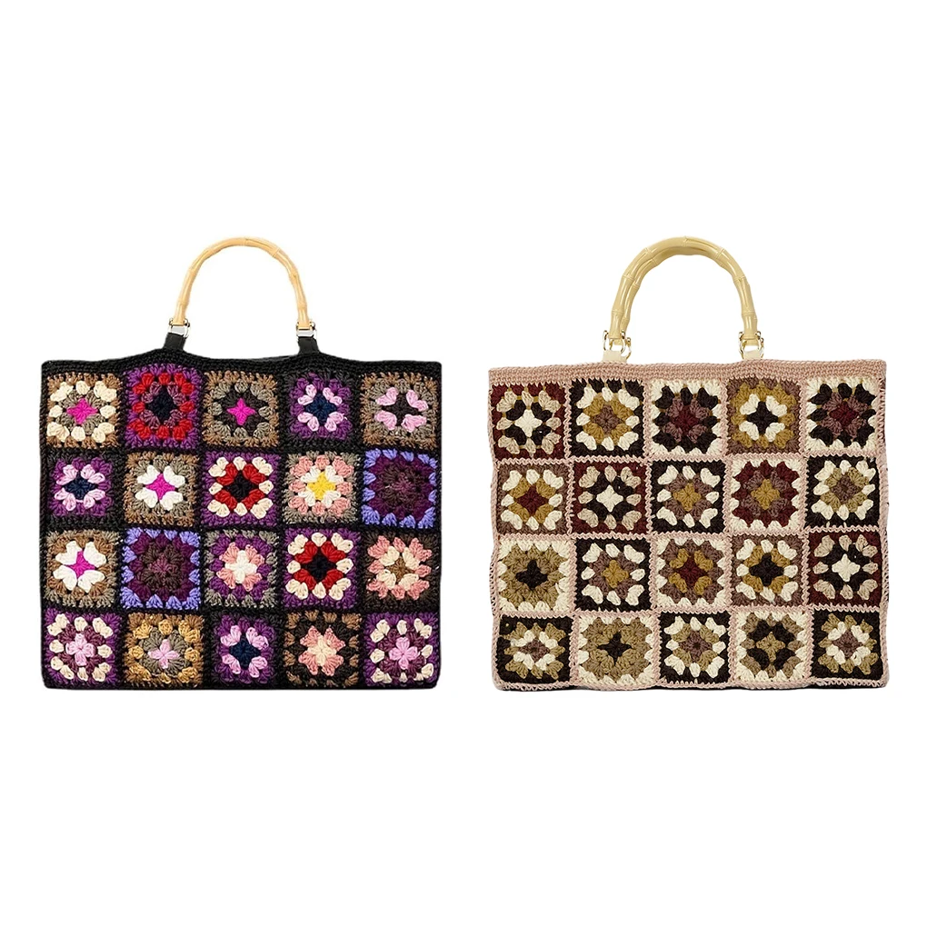 Wide Application Handbag Stylish Tote Bag For Everyday Practical Gifts Granny Square Shoulder Bag