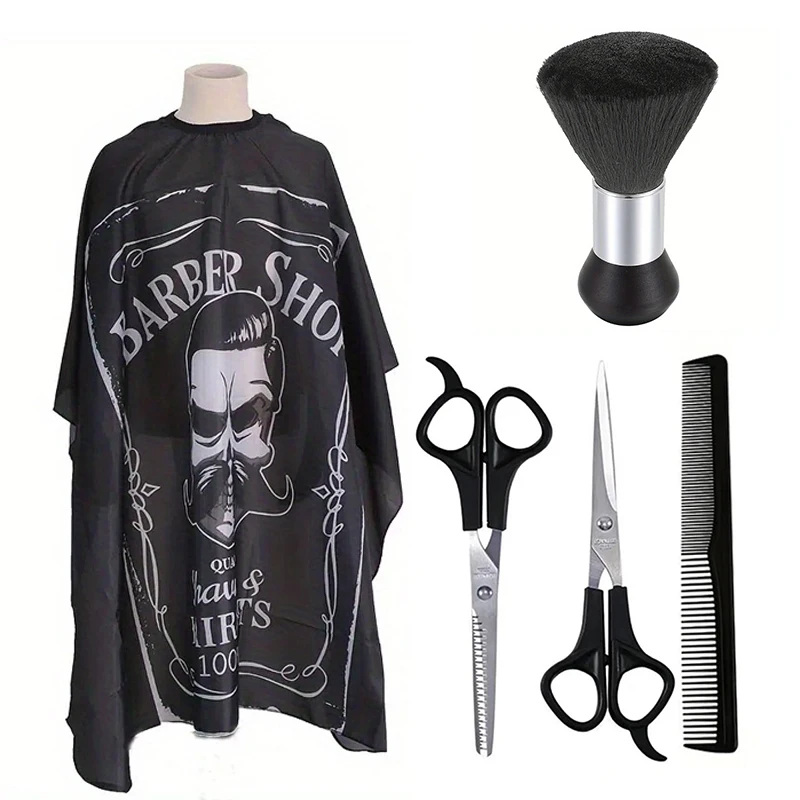 Professional barber hair shawl, adjustable salon hair apron, comb brush kit for hair dyeing and shaving scissors