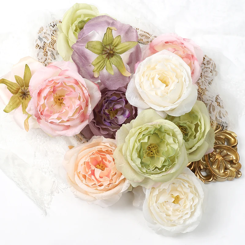 Artificial Flowers Heads Home Decor High Quality Marriage Wedding Decoration Fake Flowers DIY Craft Wreath Gift Accessories