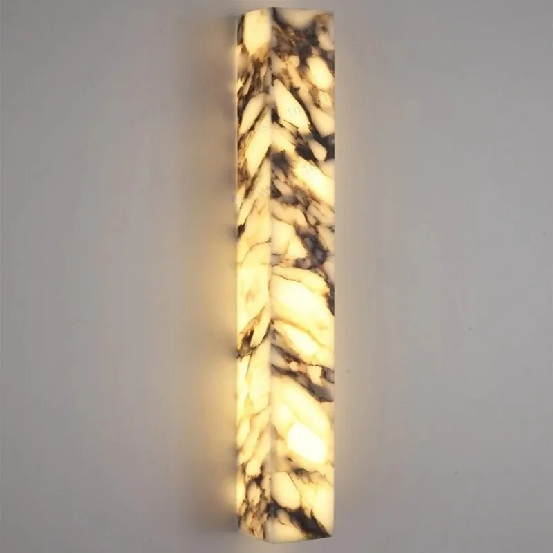 

Cuboid Natural Marble Wall Lamp Art Design Dimmable Indoor Parlor Bedroom Stairs Bathroom Lighting