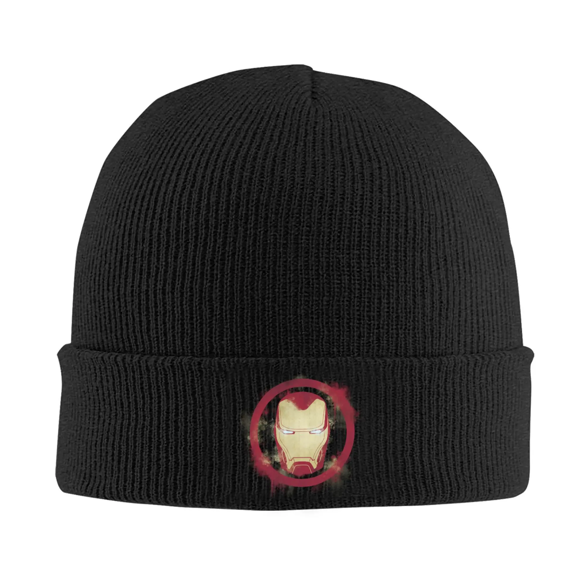 Custom Iron Man Painted Bonnet Hats  Fashion Knit Hat For Men Women Autumn Winter Warm  Skullies Beanies Caps