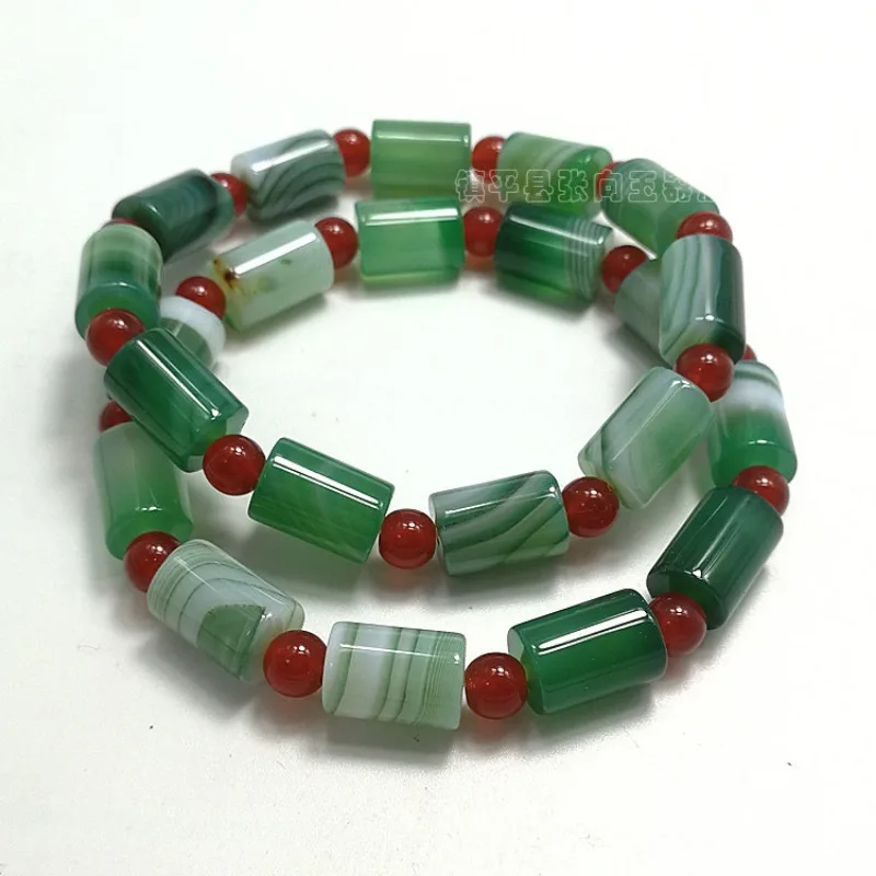 Natural Green Wrapped Agate Hand Carved Bracelet, Fashionable Boutique Jewelry, Men's and Women's Green Chalcedony Bracelet