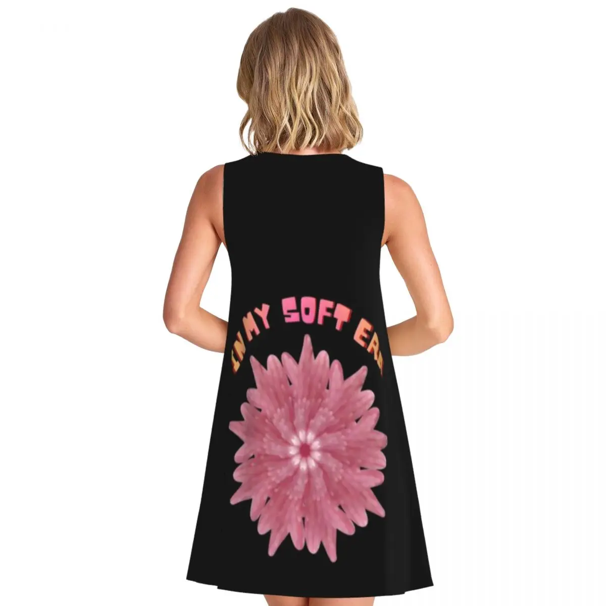 In My Soft Era Cute Y2K Pink 3D Flower Women's Sleeveless Island Tour Evening Dress Trendy Niche Dress