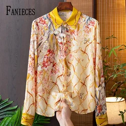 Faniecas-Camisa de manga larga con estampado de flores para mujer, blusas Vintage para mujer, blusas de moda 2023