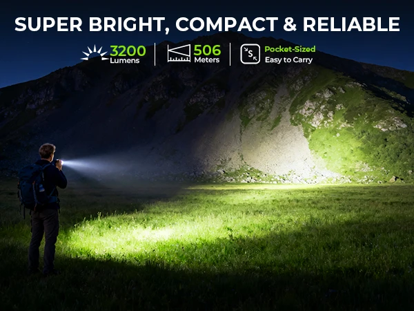 Wurkkos TS28 Tactical Flashlight Magnetic Tail Switch 21700 Rechargeable USB-C Port 3200 Lumens Portable Flashlight