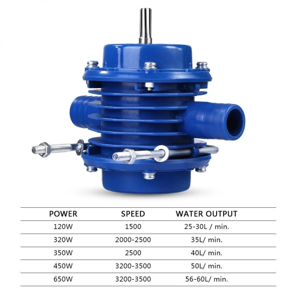 Bomba de agua de taladro eléctrico azul, bomba centrífuga autocebante de bombeo de CC, accesorios de taladro eléctrico para el hogar