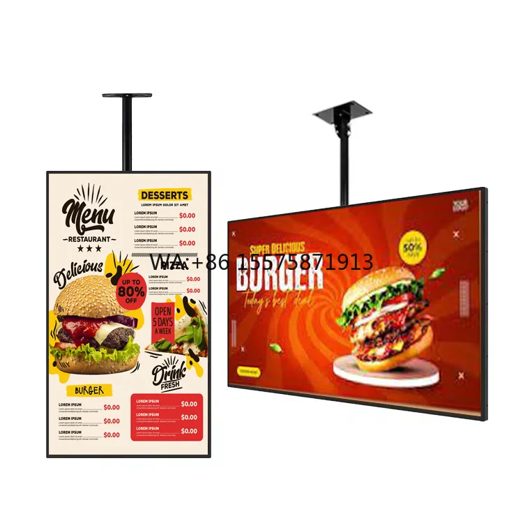 

32 43 55 Inches Narrow Bezel Wall Mount Screen Advertising Lcd Screens Digital Signage Display