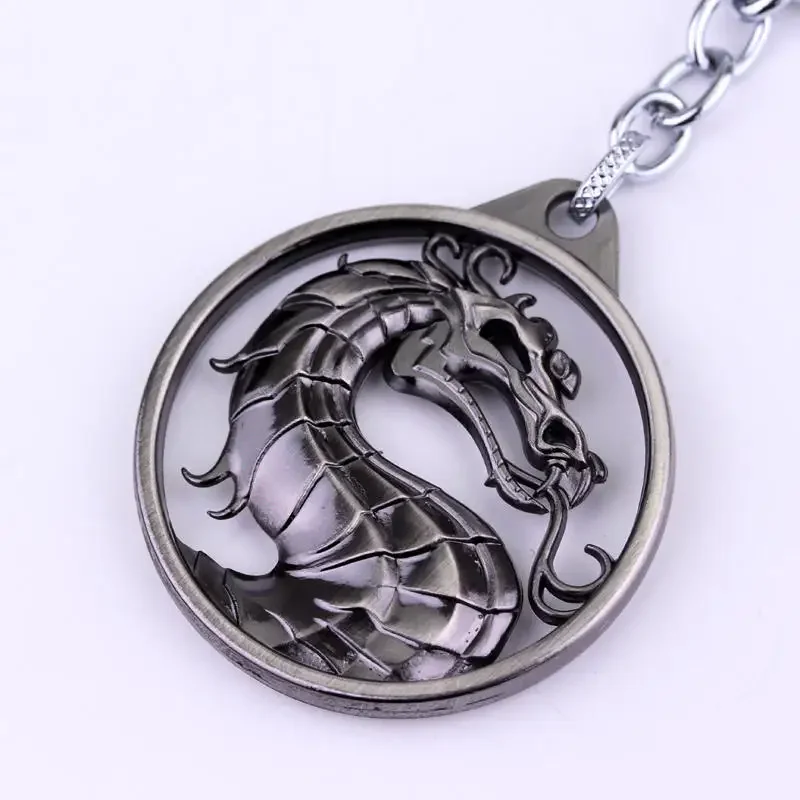 Fashion Vintage Game Mortal Kombat Keychain Dragon Totem Alloy Adornment Holder Gift for Men Car Key Accessories