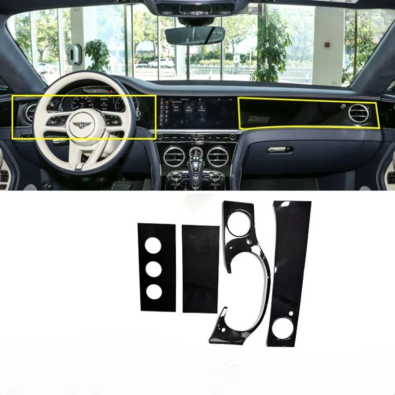 

For Bentley Continental GT True Rear Dry Carbon Fiber Central Control Instrument Panel Decorative Automotive Interior 2020-2024