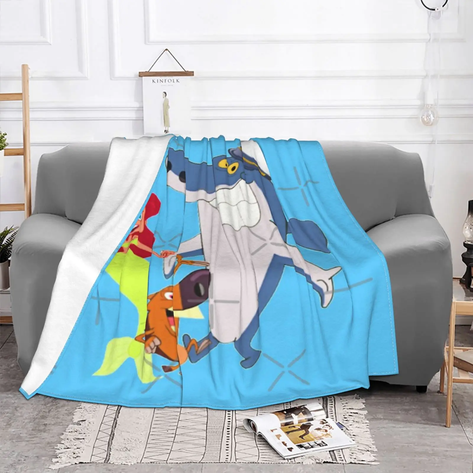 Zig And Sharko Marina Mermaid Sofa Blanket Anime Throw Polyester Summer Blanket