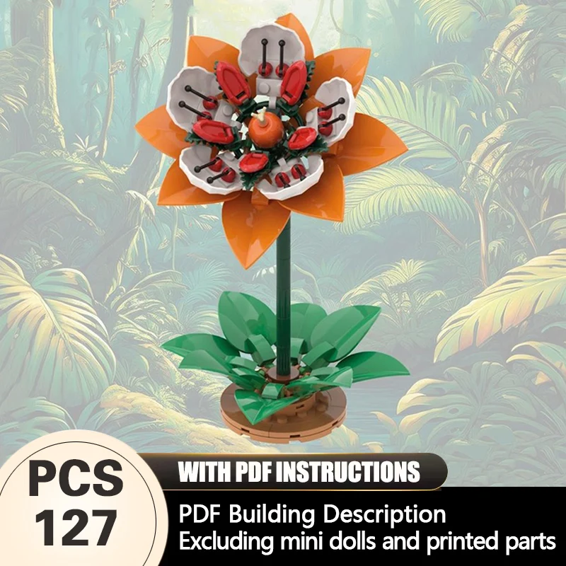 

Creators Plant Series Model MOC Building Bricks Orange Flower Modular Technology Gifts Holiday Assemble Children Toys Suit