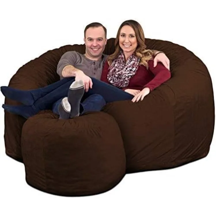 6ft Bean Bag Chair & Footstool, Oversize Bean Bag Chair for Adults, Comfy Chair Bean Bag Couch Lounge Sofa Loveseat Furniture