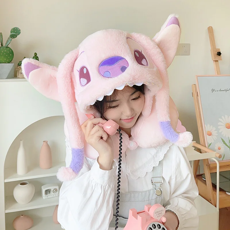 การ์ตูนแองเจิลหมอนรองคอเดินทางรถคอหมอนคลุมด้วยผ้า U-รูปแบบพกพา Blackout Nap หมอนปรับเดินทางหมอนรองคอ