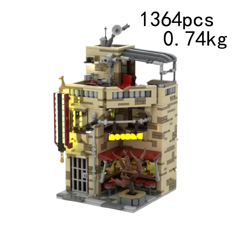 Spot MOC-109598 1364pcs small particle assembly building blocks city street scene building noodle shop model toy ornaments gift