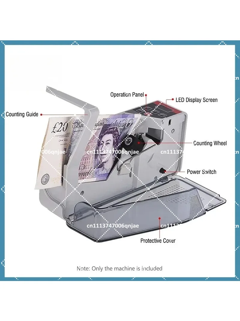 Portable Mini Money Counter with LED Display, Battery/Plug Powered Handy Cash Counting Machine for Banknote Currency