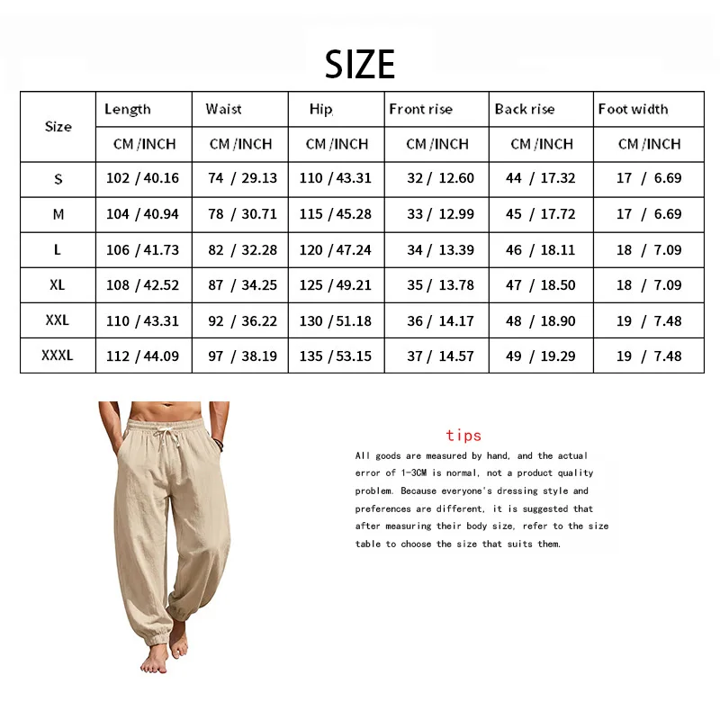 Europäische und amerikanische Freizeithose für Herren: Sommerliche Strand-Leinenhose in Übergröße mit Bündchen am Knöchel – Detail 1