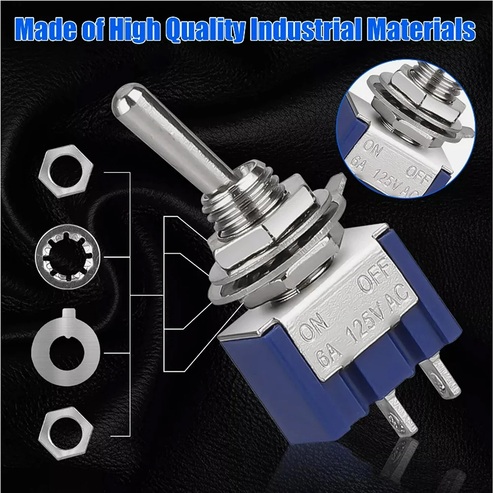 20Pcs MTS-101 2 Position SPST For Toggle Switch Kit for ON-OFF Control 2 Pin for 6a 125VAC 3A 250V Electrical Projects
