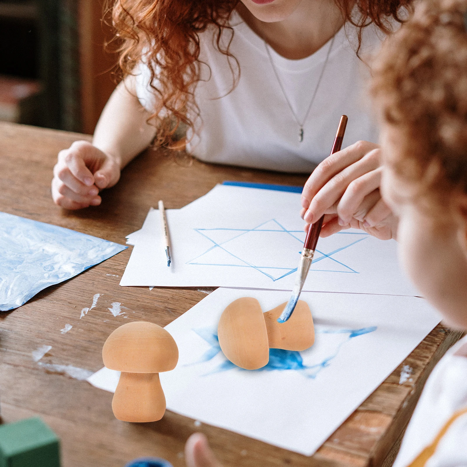 

30 pcs Wooden Mushroom Set Realistic Craft Decor Kids Toys Graffiti DIY Home Adornments Educational Fun Activities Sewing