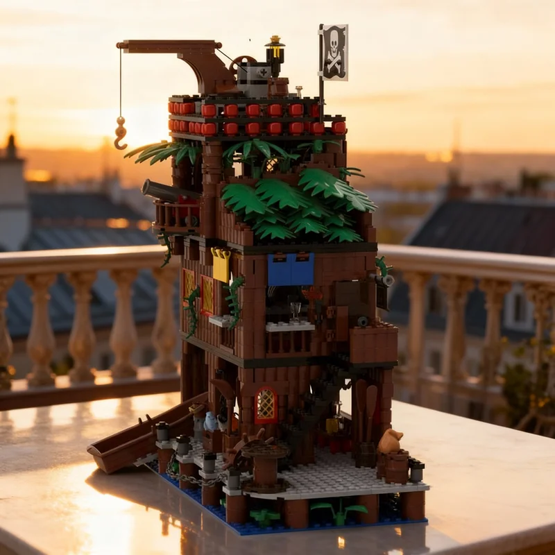 

Набор строительных блоков MOC «Пиратская таверна» (923 детали) – модель в стиле пиратской архитектуры, рождественский подарок, развивающая игрушка для детей