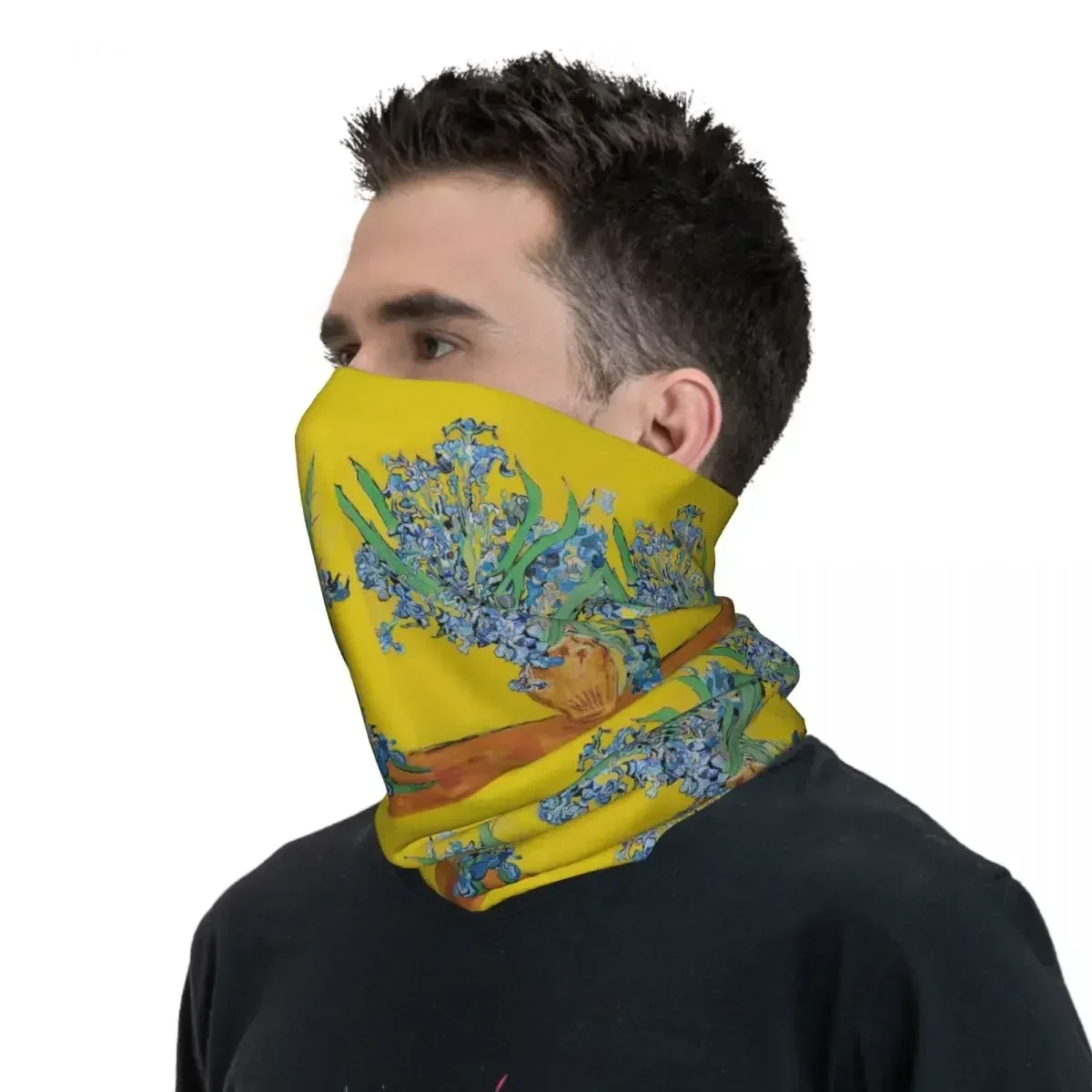 Vincent Van Gogh Irises Art Flowers Bandana Neck Cover Printed Mask Scarf Multifunction FaceMask Riding For Men Women Adult