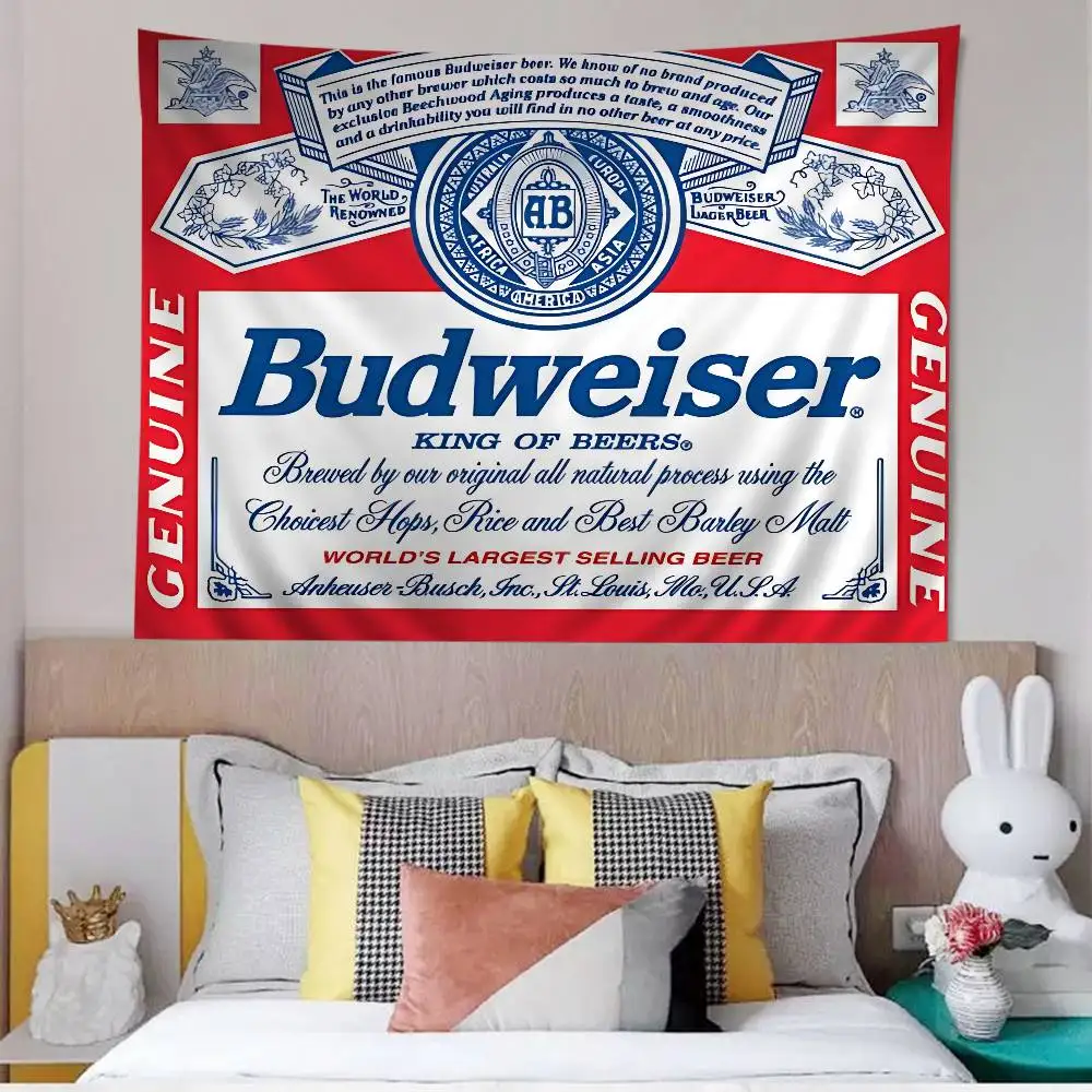 King Of Beer B-Budweiser Printed Large Wall Tapestry Hanging Tarot Hippie Wall Rugs Dorm Home Decor
