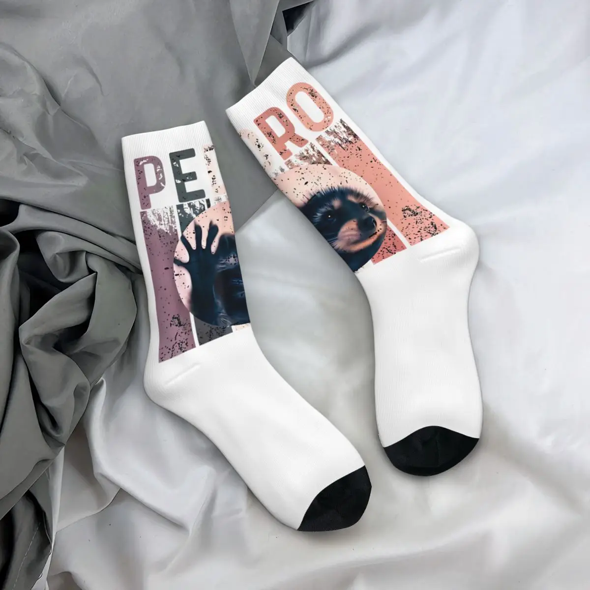 

Pedro Raccoon Stockings Design Funny Socks Spring Non Slip Socks Men Outdoor Sports Breathable Socks