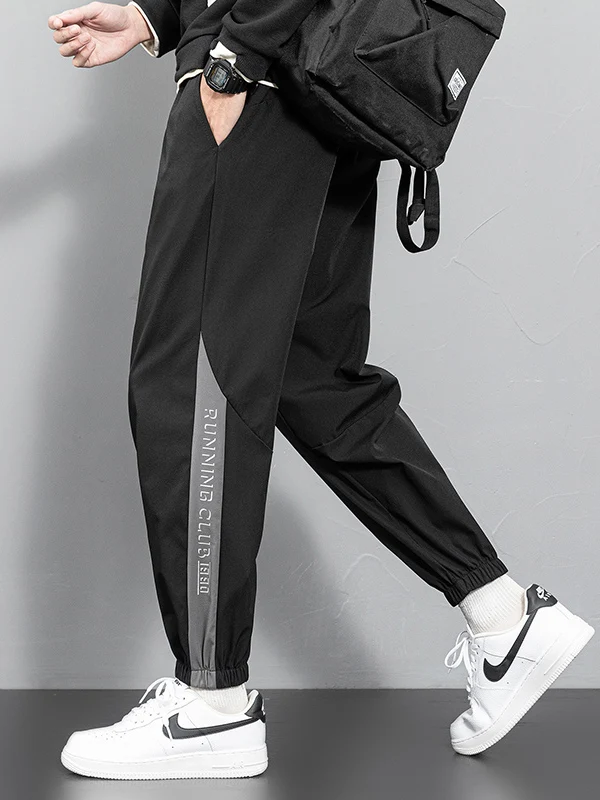 

plus Size Men's Casual Workwear Pants Summer Loose Fit Sports Sle Teenagers Nine-Piece Trousers High Waist Nylon Fabric