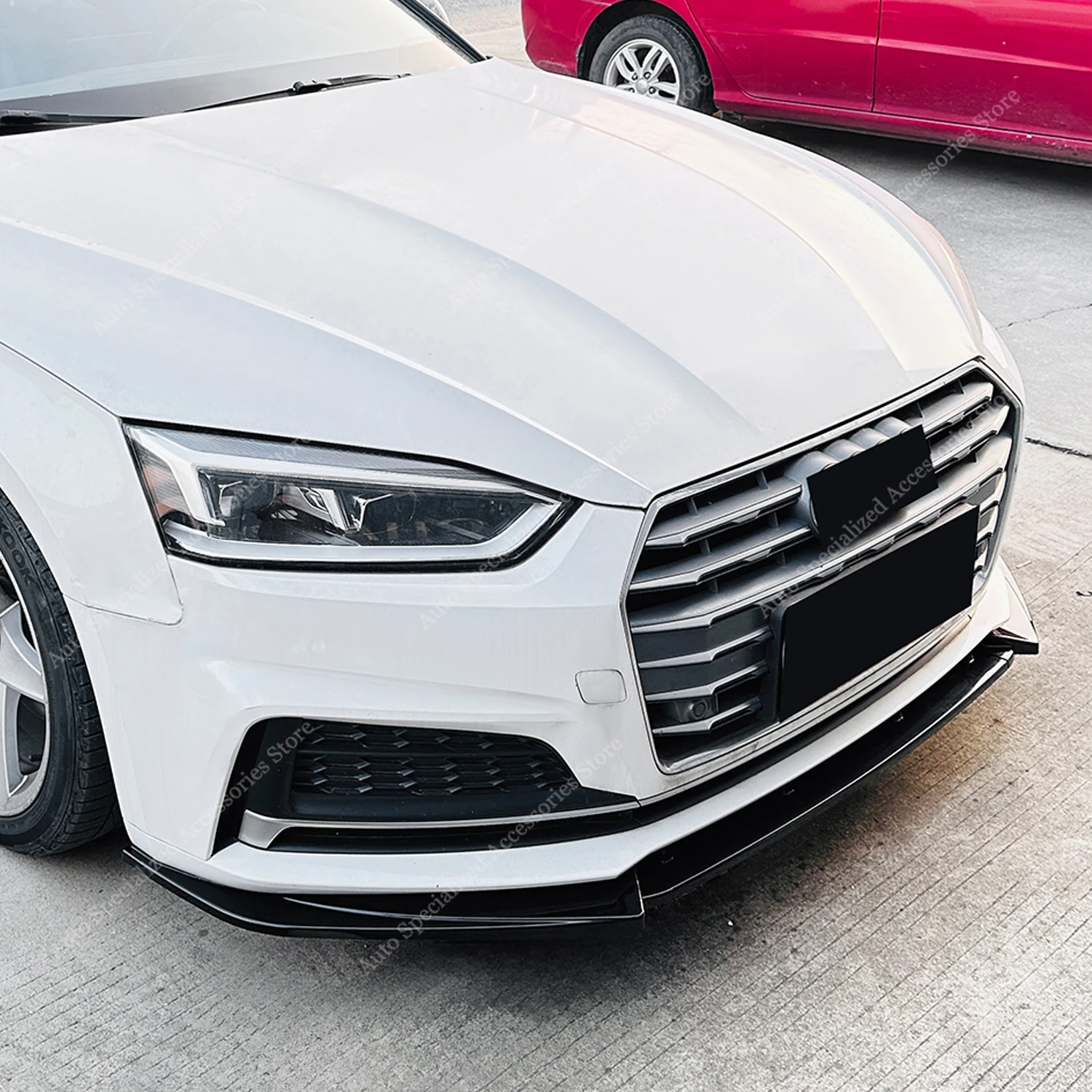 Gloss Black ABS Front Bumper Lip Spoiler Splitter Diffuser Retrofit For AUDI S5 A5 B9 8W S-Line 2016-2019 Pre-Facelift Bodykits