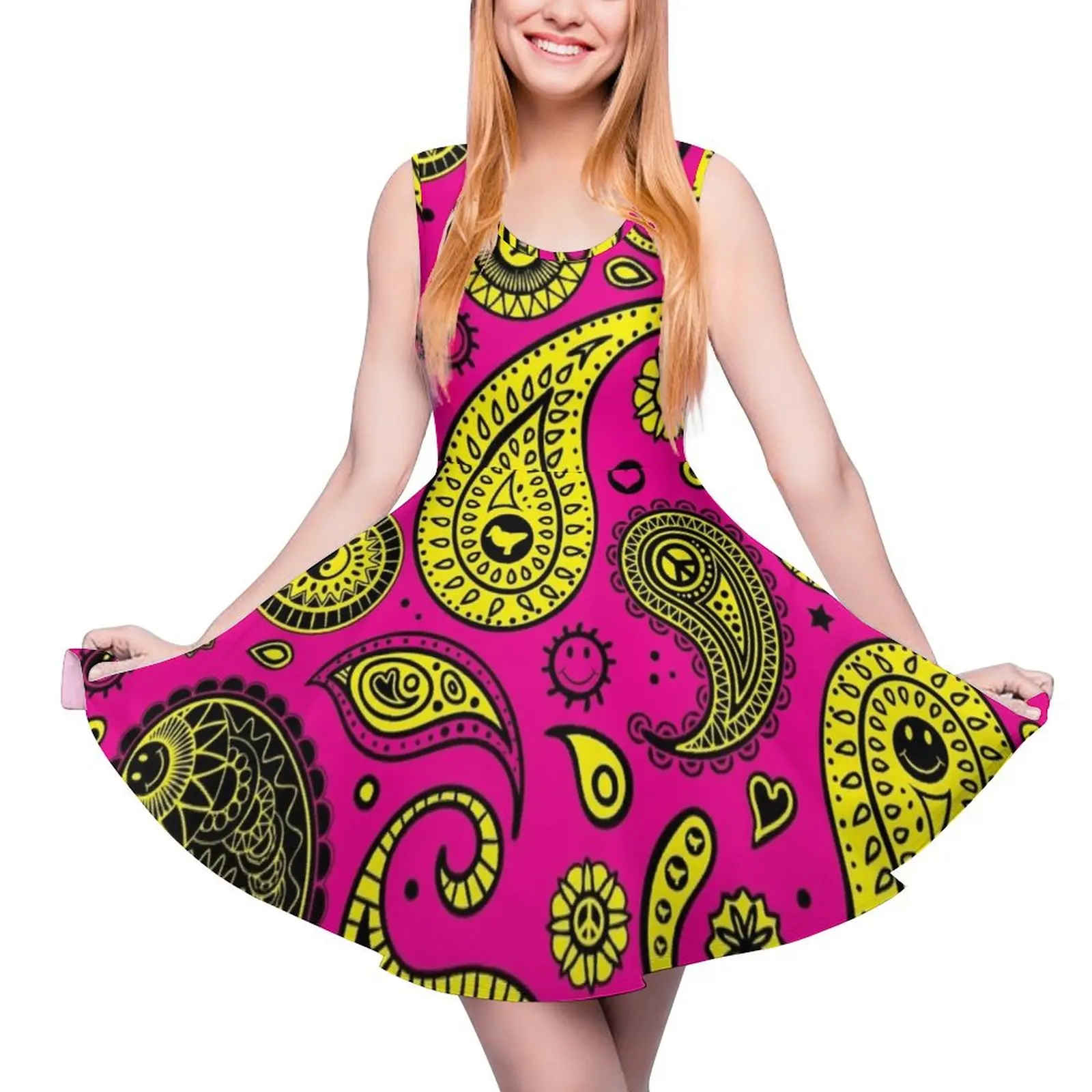 

Acid Paisley Bubble Strawberry Sleeveless Dress women"s evening dress 2024 loose summer dress