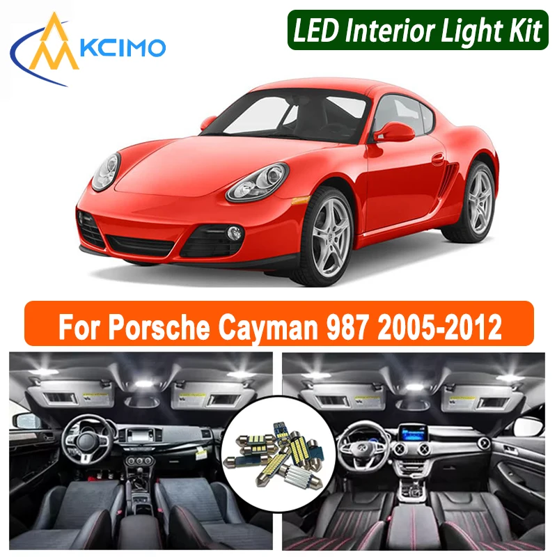 

Interior Light Bulb Kit For Porsche Cayman 987 2005-2012 Dome Map Door LED Lights Replacement Front and Rear Cabin