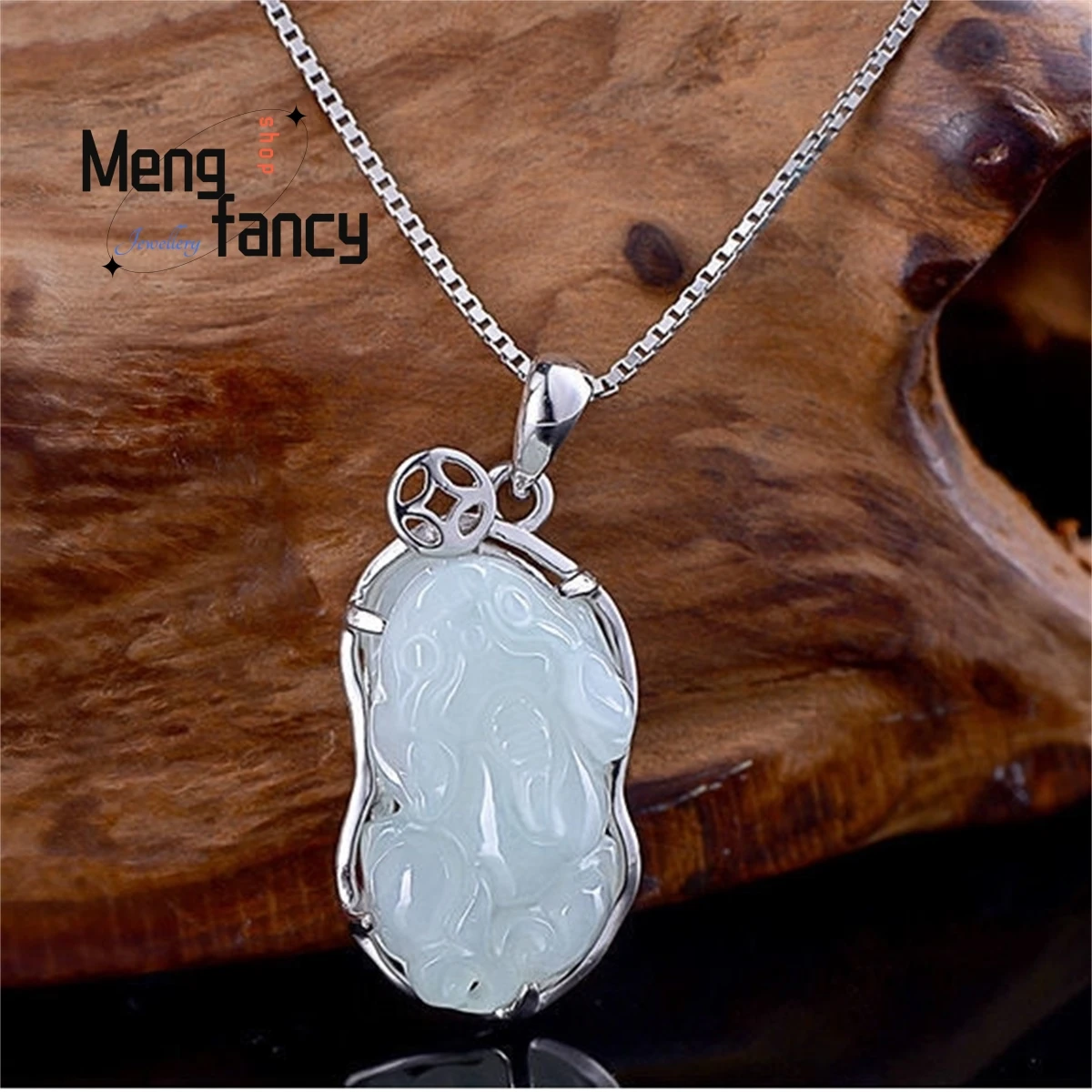 

Natural Myanmar Jadeite Old Pit Species Pixiu Embedded S925 Silver Pendant Necklace Fashion Personality Simple Retro Fine Gift