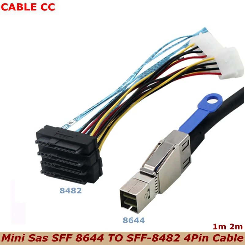 

100cm 200cm New G0502 External Hard Disk Cable Mini SAS Cable SFF-8644 to SFF-8482 Cable for Server SwitchComputer Accessories