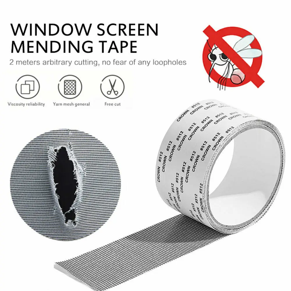 50mm x2meter/Roll Window Screen Repair Tape Allowance Waterproof Fiberglass Covering Mesh Repair for Screen Door Tears Holes