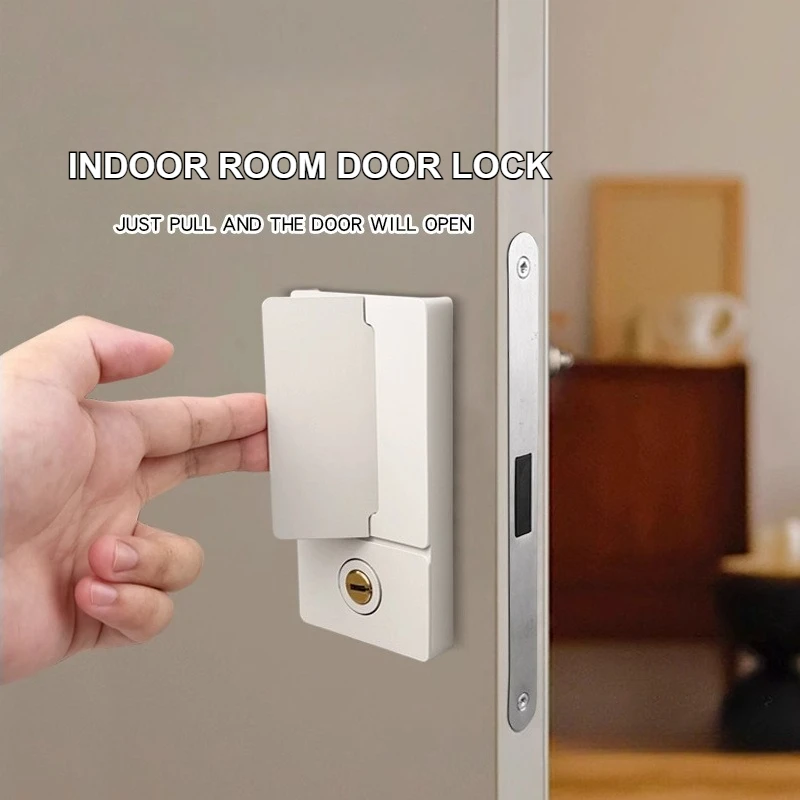 Minimalist Silent Magnetic Suction Bedroom Wooden Door Lock Embedded Swing Door Lock Without Handle Double-sided Invisible Lock