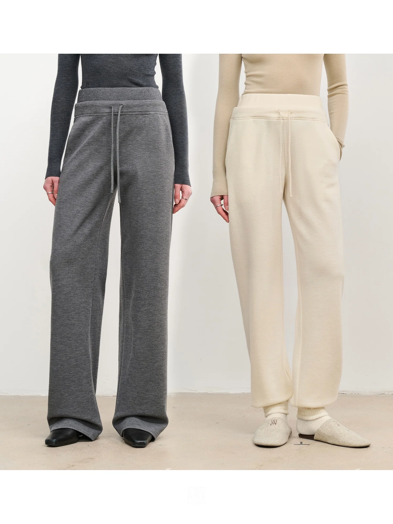 

A Casual Knitted Pants Thiened Camere Wool Cotton Straight Leg Casual Pants Double Waist Head Women's Premium Faion