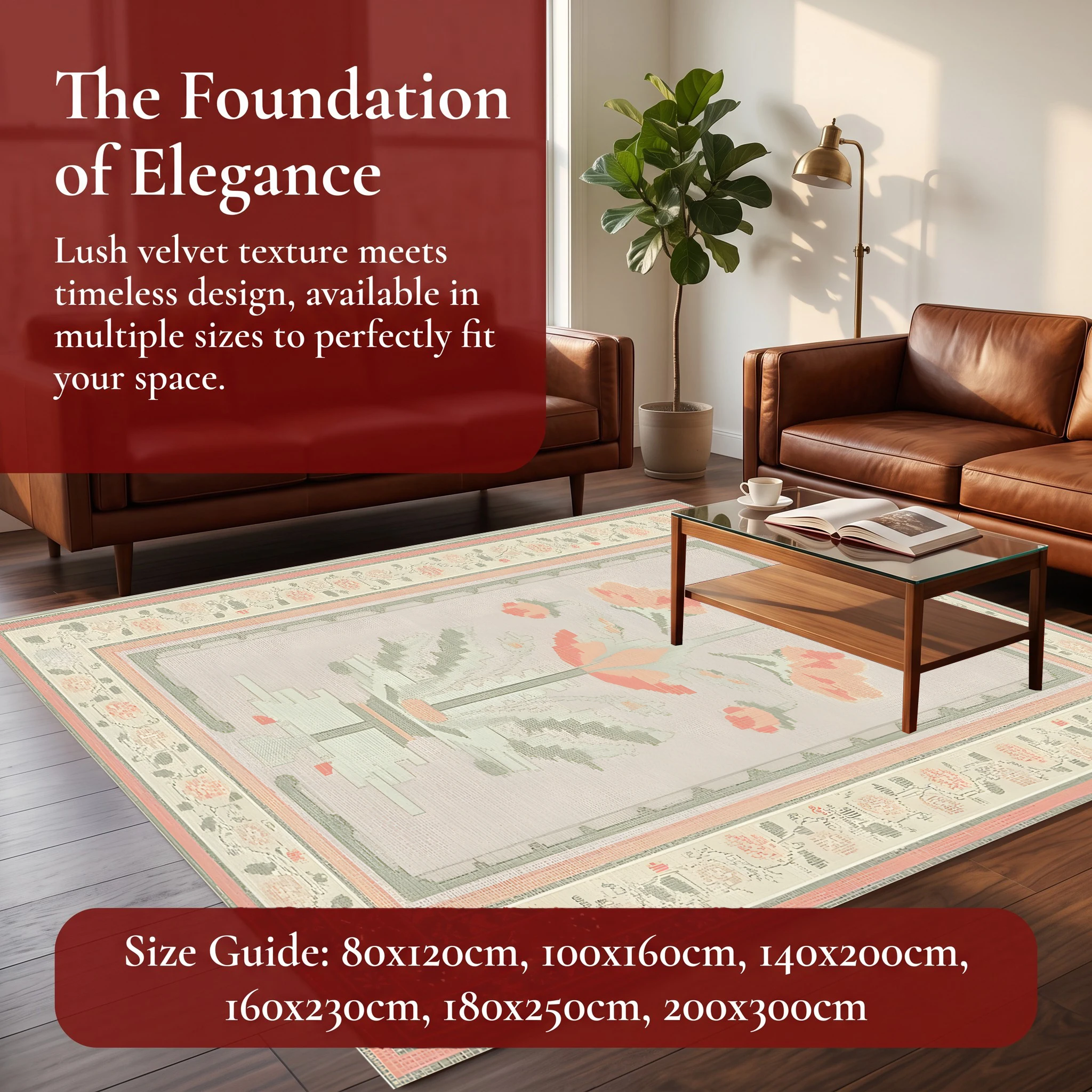 Soft Pink Rose Bouquet Velvet Area Rug, Vintage Cozy for Living Room Bedroom, Autumn Winter Christmas