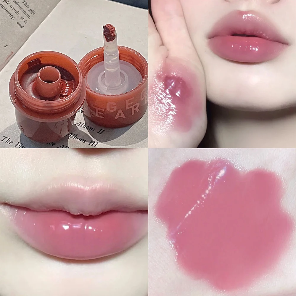 Wasserdichter Spiegel Wasser Licht Lip gloss Rose lila feuchtigkeit spendendes Kristall gelee flüssiger Lippenstift dauerhafte Lippen tönung Make-up Kosmetik