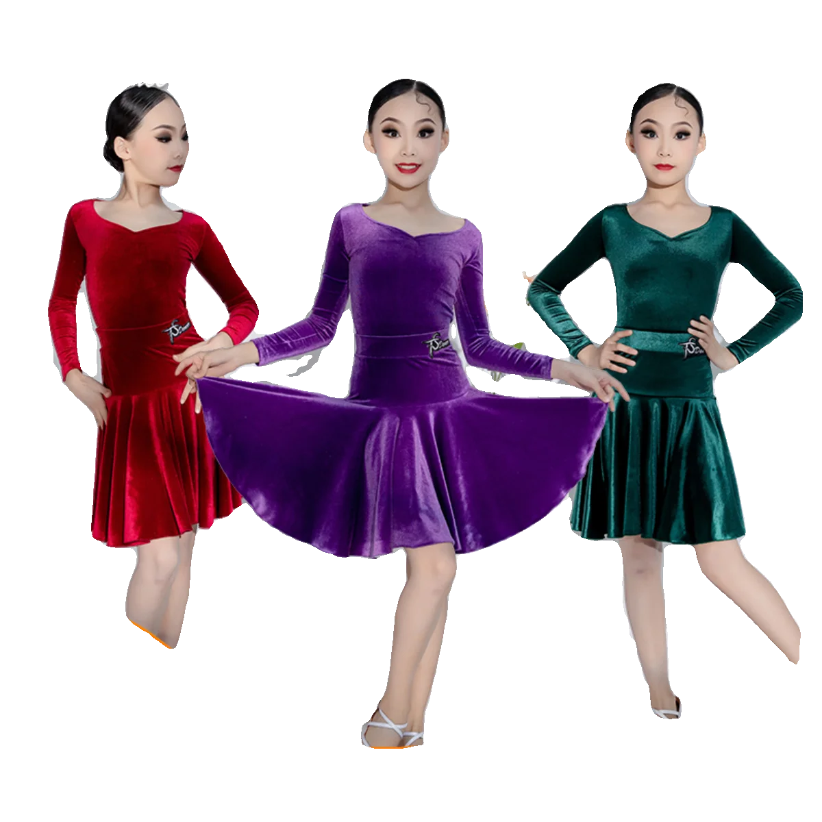 Children'S Winter New Latin Dance Dress For Girls Long Sleeved Competition Clothes Chacha Rumba Tango Latin Costumes DN16539