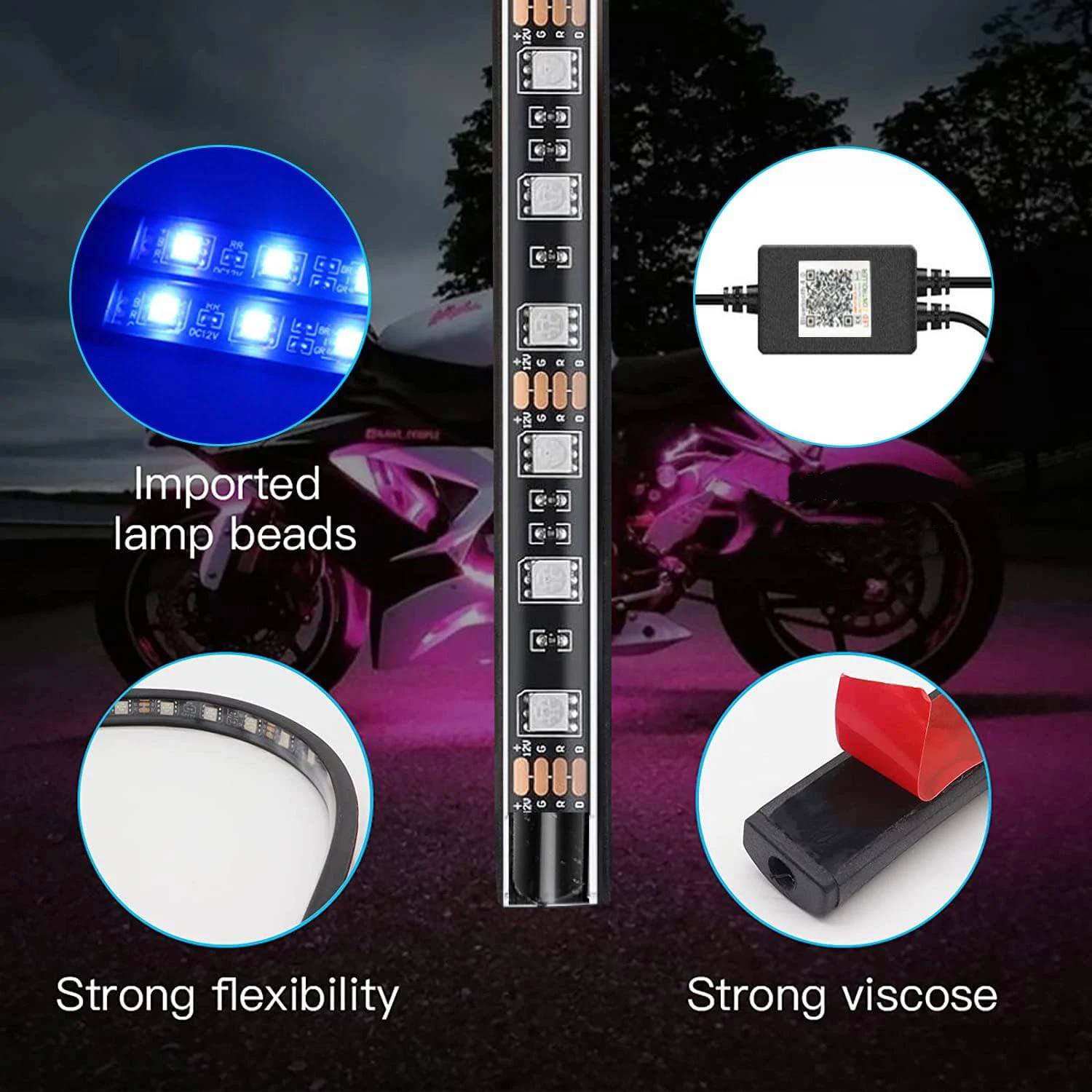 8/12in1 Motorcycle LED Undergl - Rgb Underglow Strip ulasan dan harga
