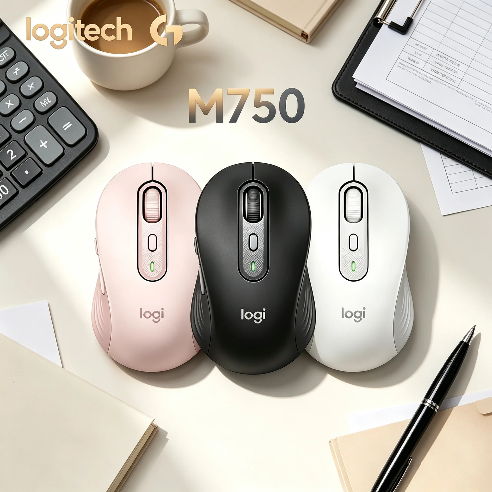 Low‑Noise Logitech M750 Wireless Bluetooth Mouse High Accuracy Optical Tracking Dual Connectivity Mice For Home Study & Business