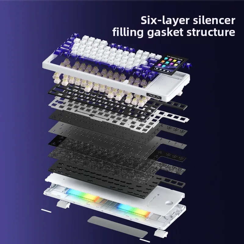 Aula L99 mechanisch toetsenbord 3,98-inch touchscreen Thri-Mode draadloze pakking Hot-Swap RGB E-Sports gamingtoetsenbord