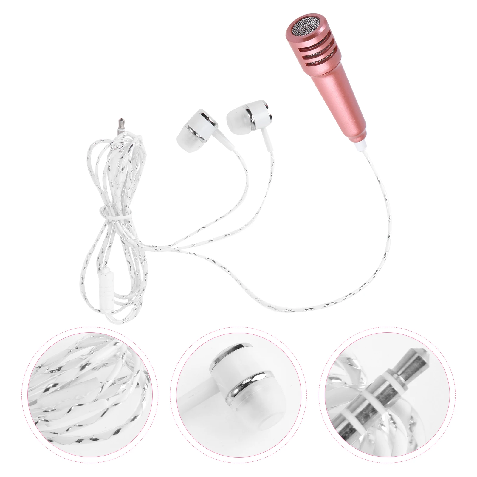 

2Pcs Mini Microphone Portable KSong Cell Phone Recording Vocals Compatible PC Laptop WebCam Karaoke Lightweight