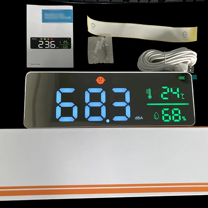 Imagem -03 - Usb Digital Decibel Medidor de Som Inteligente Parede Montado Vizinhos Detector de Ruído 30130db Led Temperatura e Umidade Exibição Monito