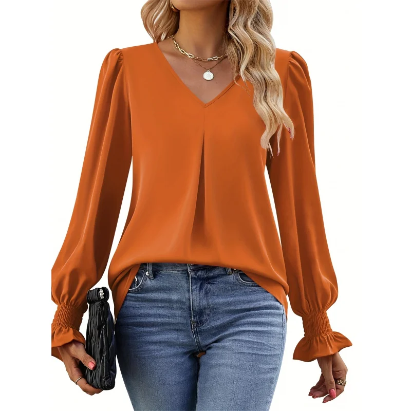 

Long Sleeve Top Dress Casual Shirt Loose Chiffon Top