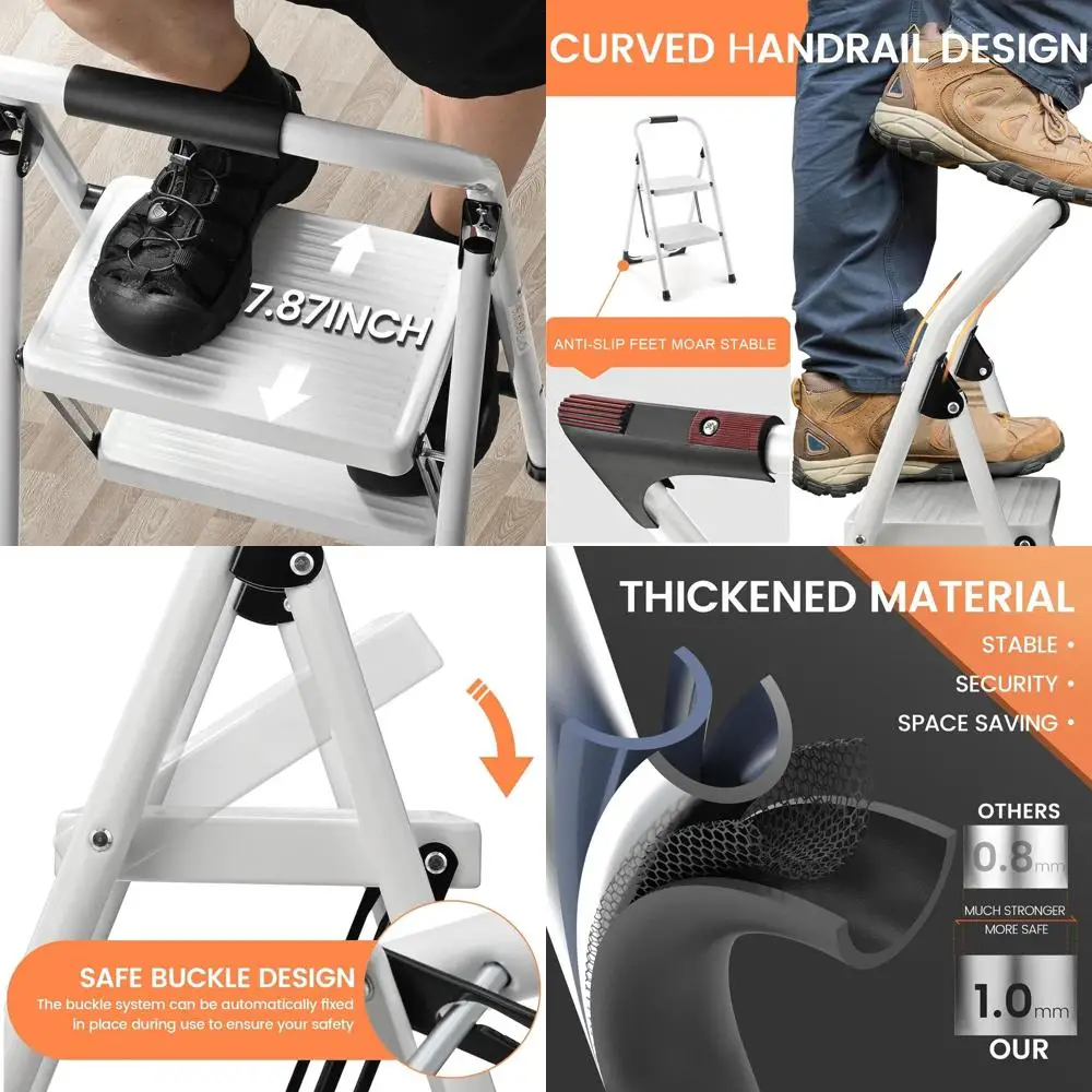 

Step Stool or Adults,2 Step Ladder olding 330lbs Anti Slip Step Stool,oldable Ergonomic 2 Steel Stool with Wide Pedal or Home, K