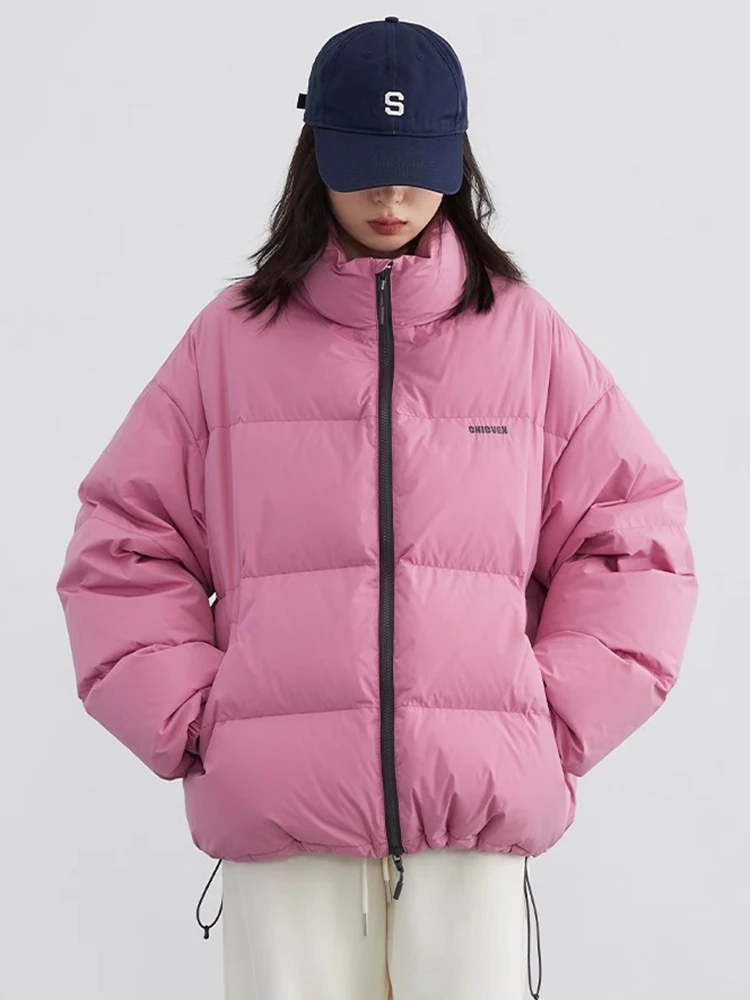 Chique ven mulheres para baixo casacos streetwear sólido 90 pato branco para baixo gola feminina jaqueta quente senhoras casaco inverno 2024
