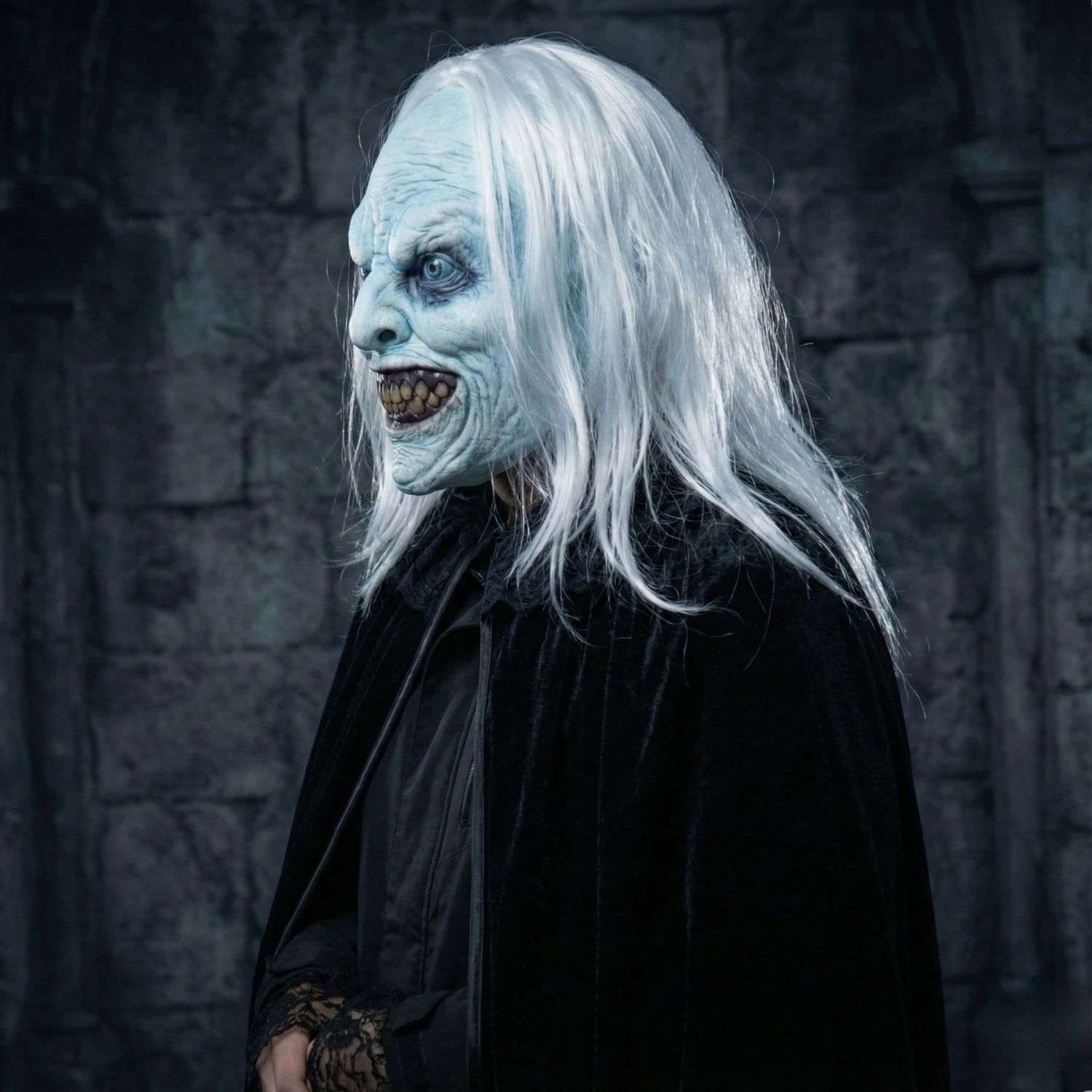 Masque fantôme effrayant unisexe pour adultes, cheveux longs blancs, appareil féminin, accessoire de Costume d'halloween pour fête et Cosplay