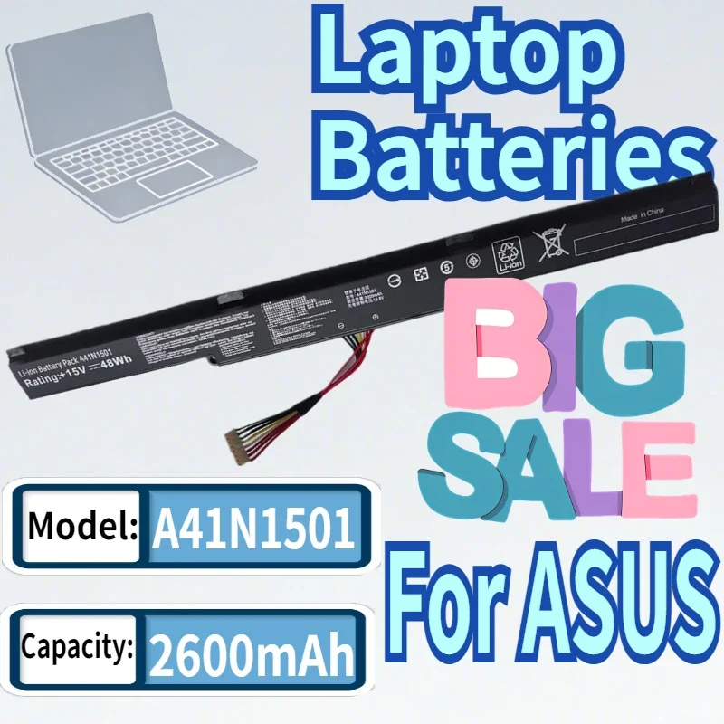 SWZY SWZY 15V 2600mAh A41N1501 Laptop Battery for ASUS GL752JW GL752 GL752VL GL752VW N552 N552V N552VW N752 N752V N752VW N752VX