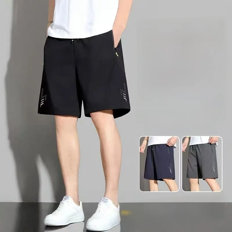 

Ice Silk Thin Men's Shorts Summer 2026 Sport Casual Beach Loose Large Size Trendy Workwear Five-Quarter Length Youth Active