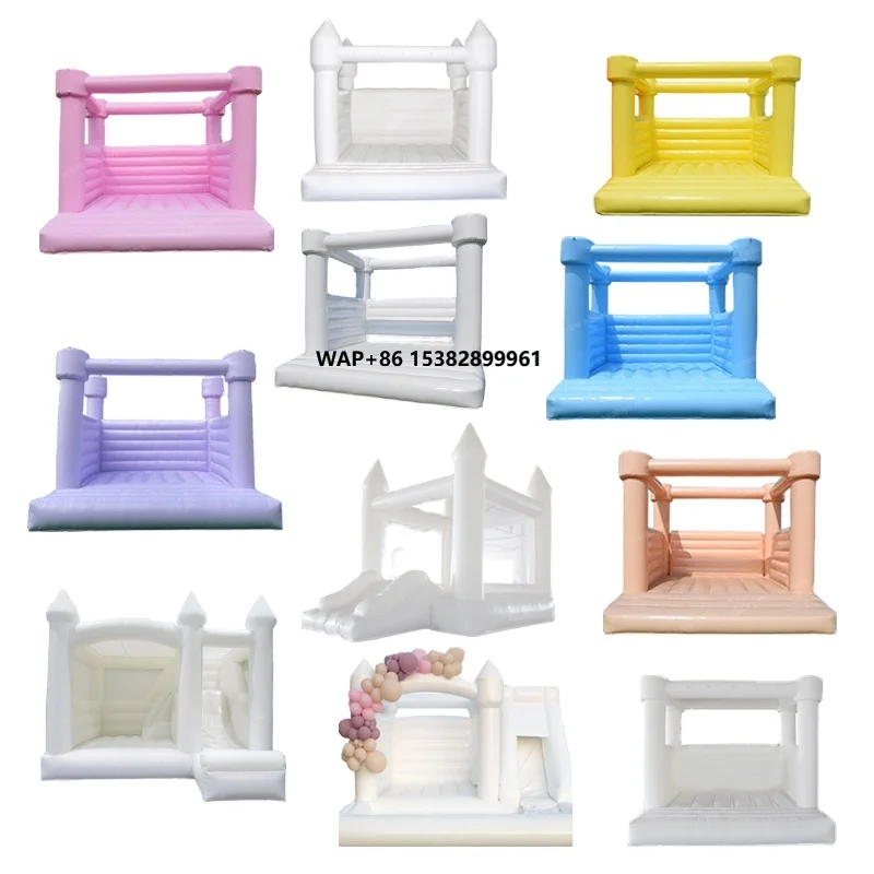 

Commercial PVC Bouncy Mini Toddler White Bounce House Inflatable Wedding Bouncer Castle With Ball Pool Slide Pit for Rental